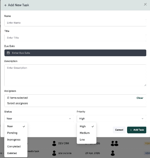 Add New Task Modal