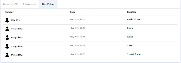 Time Entries Tab