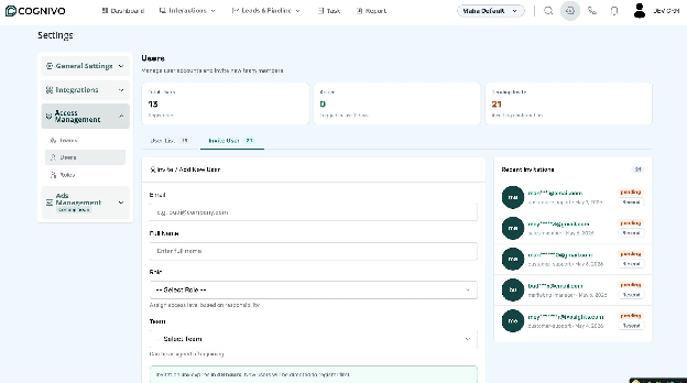Settings - Invite User